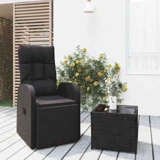 vidaXL Juego De Muebles Jard&iacute;n 2 Piezas Rat&aacute;n Sint&eacute;tico Y Acero Negro Vidaxl