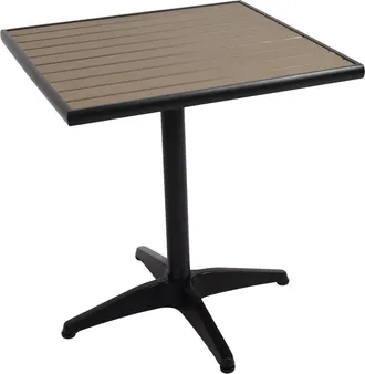 Hhg Mesa De Jard&iacute;n Hhg 861, Mesa De Balc&oacute;n Mesa Bistro, Gastronom&iacute;a Revestimiento Exterior Aluminio Aspecto Madera, Negro, Gris