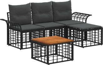 vidaXL Conjunto De Sof&aacute;s De Exterior 5 Uds. Negro Y Gris Oscuro Vidaxl