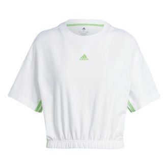 adidas (WMNS) adidas Dance 3-Stripes Crop Tee White Green IM4977