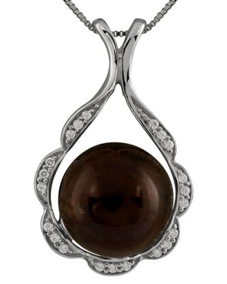 Splendid Pearls Silver 14-15Mm Pearl Cz Pendant