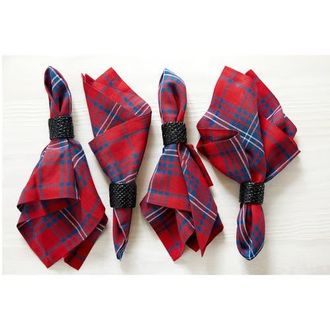 Solino Home Linen Dinner Napkins - Red Tartan Plaid, 20 x 20 in Red And Navy at Nordstrom, Size Large