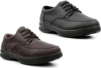 Generic Mens Wide Fit Shoes Mens Lace Up Shoes Size 6 Boys Shoe Size 10 Lace Up Shoe Wide Comfort Casual Lightweight Sizes 6-12 Black/Brown 10 UK