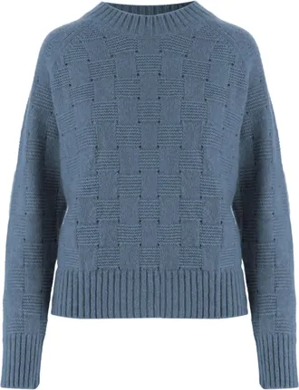 Allude Light Blue Basketweave Knit Sweater