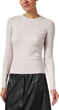 White + Warren Lurex Shine Ribbed Top In Pale Pink Shine