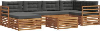 vidaXL Conjunto De Sof&aacute;s De Exterior 7 Uds. Natural Y Antracita Vidaxl