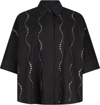 Liu Jo Ricamo Applicazioni Shirt - Dames - Overhemden - Zwart - M - Overhemden