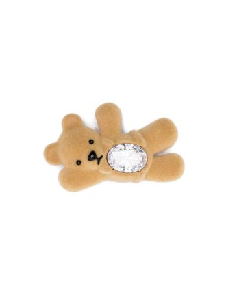 Yvmin embellished-teddy bear hair clip - women - glass/Velvet - One Size - Brown