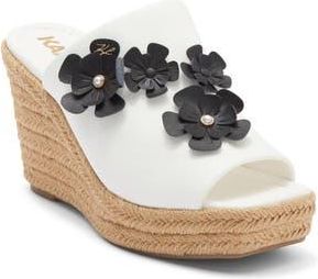 Karl Lagerfeld Clove Fleur Wedge Sandal in Bright White at Nordstrom Rack, Size 6.5