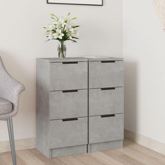 vidaXL Vidaxl - Aparador 2 Uds Madera Contrachapada Gris Hormig&oacute;n 30x30x70 Cm