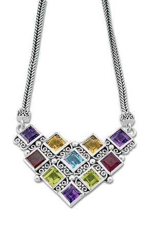 Samuel B. Multistone Statement Necklace in Silver/Multi Stone at Nordstrom Rack
