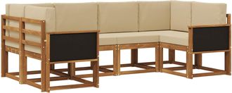 vidaXL Conjunto De Sof&aacute;s De Exterior 6 Uds. Natural Y Beige Vidaxl