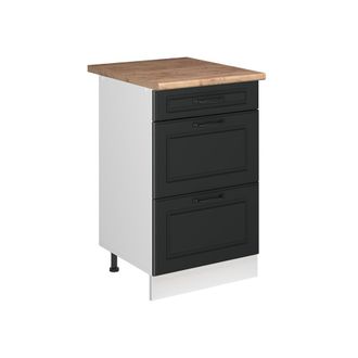 Vicco Mueble Bajo De Cocina R-line, Antracita Casa De Campo/blanco, 50 Cm Encimera Roble Dorado, Vicco