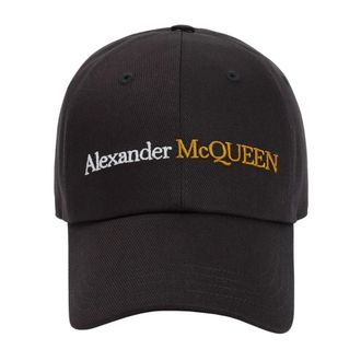 Alexander McQueen Hats & Caps, male, Black, M, Classic Logo Bicolor Black Gold Hat