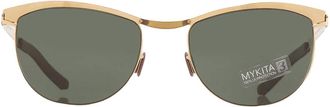 Mykita NO1 SUN-KAREN-GLOSSY GOLD Green Oval Unisex Sunglasses NO1 SUN-KAREN 013 52