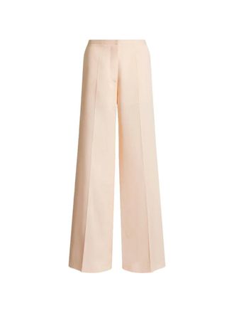 Alberta Ferretti High-Waisted Wide-Leg Pants with Subtle Sheen and Pleated Detailing