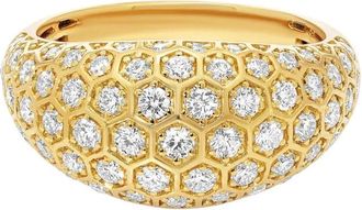 Sara Weinstock 18k yellow gold diamond honey comb signet ring - Oro