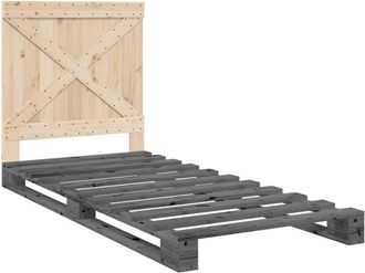 vidaXL Vidaxl - Estructura de cama con cabecero madera de pino gris 90x200 cm