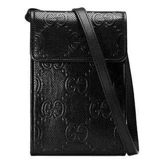 Gucci (WMNS) Gucci Logo Embossing Leather Shoulder Messenger Bag Mini Unisex / Black 625571-1W3AN-1000
