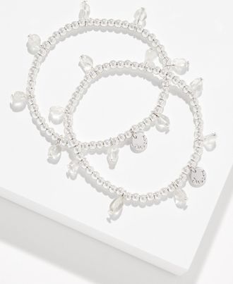 Talbots Spring Showers Stretch Bracelet Set - Clear Crystal/Silver - 001 Talbots