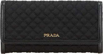 Prada Black Nylon Leather Long Wallet (Tri-Fold) (Pre-Owned)