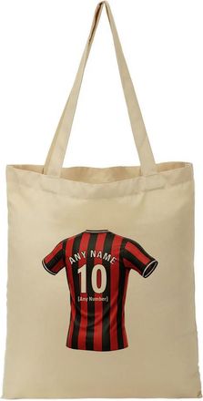 Unigift Personalised Gift - Boscombe Football Fan Tote Shopping Bag (Red and Black Stripes Design) Custom Name - Dorset BH7