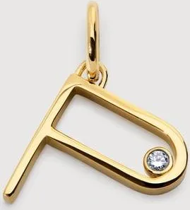 Monica Vinader Gold Solitaire Diamond Initial P Pendant Lab Grown Diamond