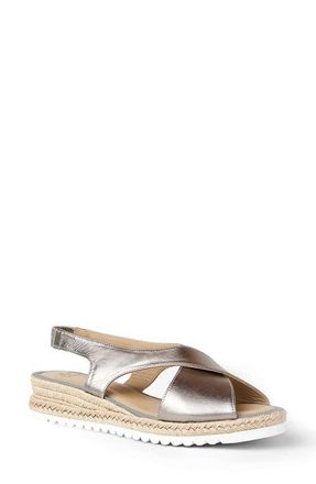 Aquatalia Adelina Weatherproof Slingback Espadrille Platform Wedge Sandal in Gunmetal Metallic at Nordstrom, Size 12