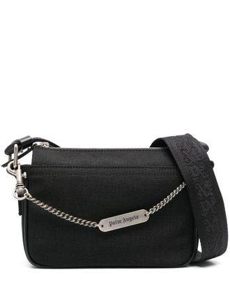 Palm Angels logo-chain messenger bag - men - Cotton/Bovine Leather (top grain)/Polyamide - OS - Black