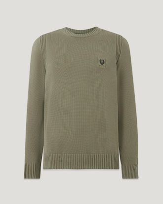 Belstaff Watch Sweater Light Mens Fade-out Garment Dye Cotton Lichen Size 2XL