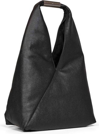 Maison Margiela Womens Tote Bag With Jewel Handle, Black Calf Leather Handbags Hand