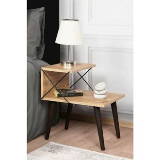 Dmora Dmora - Mesa De Noche Astraea, C&oacute;moda Baja, Mesilla De Noche, Estante De La Cama, 50x40h55 Cm, Roble, Con Embalaje Reforzado