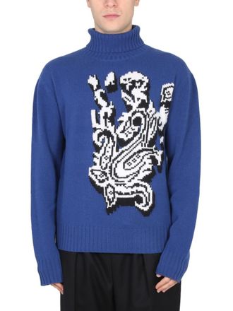 Etro Blue Turtle Neck Sweaters