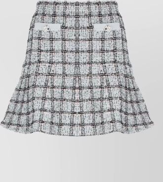 Self Portrait checked knit mini a-line skirt