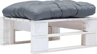 vidaXL Otomana De Palets De Jard&iacute;n Con Coj&iacute;n Gris Madera Blanca Vidaxl