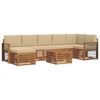 vidaXL Conjunto De Sof&aacute;s De Exterior Con Coj&iacute;n 8 Pcs Natural Y Beige Vidaxl