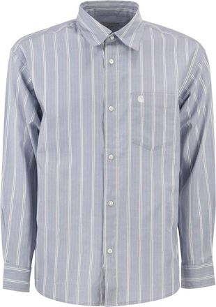 Carhartt Work in Progress Beale Striped Cotton Shirt - Heren - Casual Overhemden - Blauw - S - Katoen - Overhemden