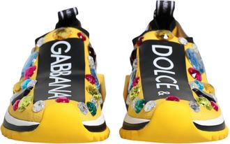 Dolce & Gabbana Yellow Sorrento Crystals Low Top Sneakers Womens Shoes