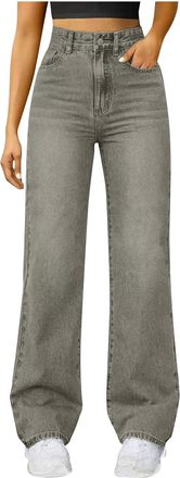 Generic Jeggings for Women UK Jeans for Women UK Elasticated High Waist Wide Leg Trousers Slim Fit Boyfriend Denim Pants Pull On Baggy Stretch Bootcut Jegging