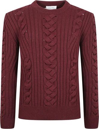 Alexander McQueen Alexander McQueen, Cashmere Knitwear, male, Purple, Size: M Cable Knit Jumper