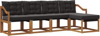 vidaXL Conjunto De Sof&aacute;s De Exterior 5 Uds. Natural Y Negro Vidaxl