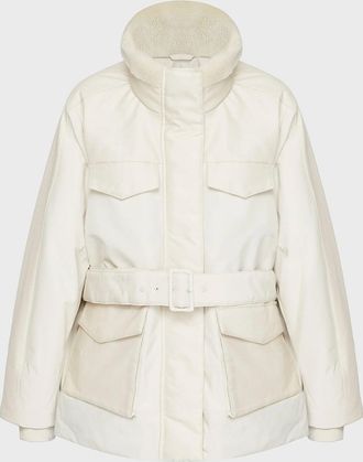 GANT Womens Putty Blocked Down Short Parka - Beige - Size X-Large