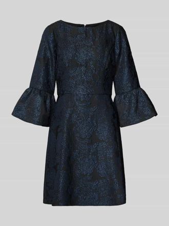 Adrianna Papell Regular Fit Cocktailkleid mit Floralem Allover-Stitching in Dunkelblau, Größe 36