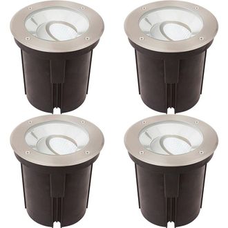 Loops 4 PACK Stainless Steel IP67 Ground Light - 16.5W Cool White Tilting Head LED in Metallics