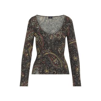 Etro Multicolor Paisley Scoop Neck Sweater