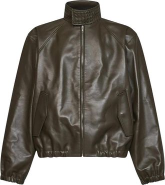 Bottega Veneta Leren Blouson - Heren - Leren en Su&egrave;de Jassen - Groen - L - Leer - Jassen