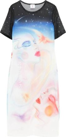 Casablanca Galactic Connection Mesh Jurk Blauw - Dames - Casual kleedjes - Blauw - S - Polyester - Kleedjes