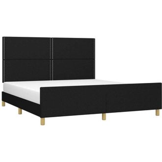 vidaXL Cama sin colchón tela negro 160x200 cm vidaXL