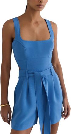 Reiss Lyon Structured Cut Out Belted Playsuit