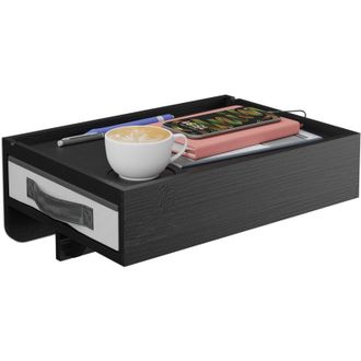 Relaxdays Mensola da Letto a Castello, Comodino Sospeso da Agganciare, 14x37x26,5 cm, Tavolino con Cassetto, Bamb&ugrave;, Nero - Relaxdays